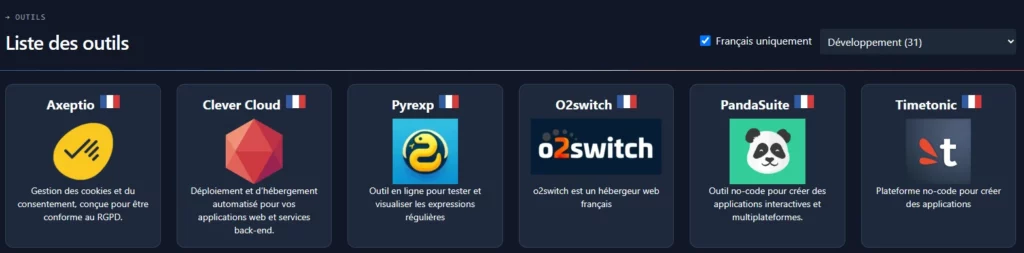 Faire des filtres pour trouver un outil