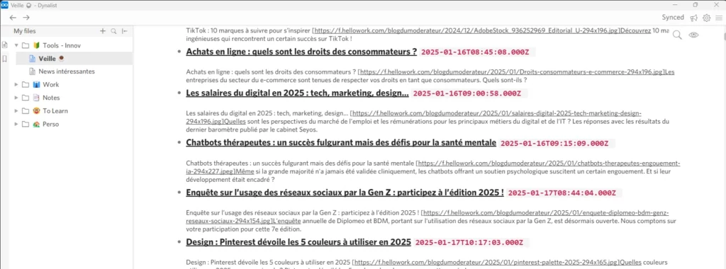 Exemple d'une veille automatisée avec Dynalist et Make
