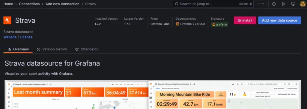 Ajouter la source de données Strava sur Grafana