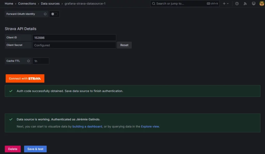 Connecter les statistiques Strava à Grafana