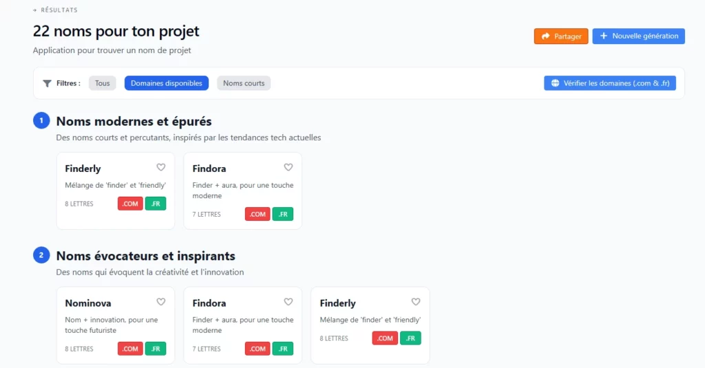 22 propositions pour ton projet