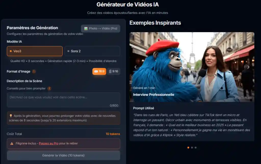 Générateur de vidéos IA virales