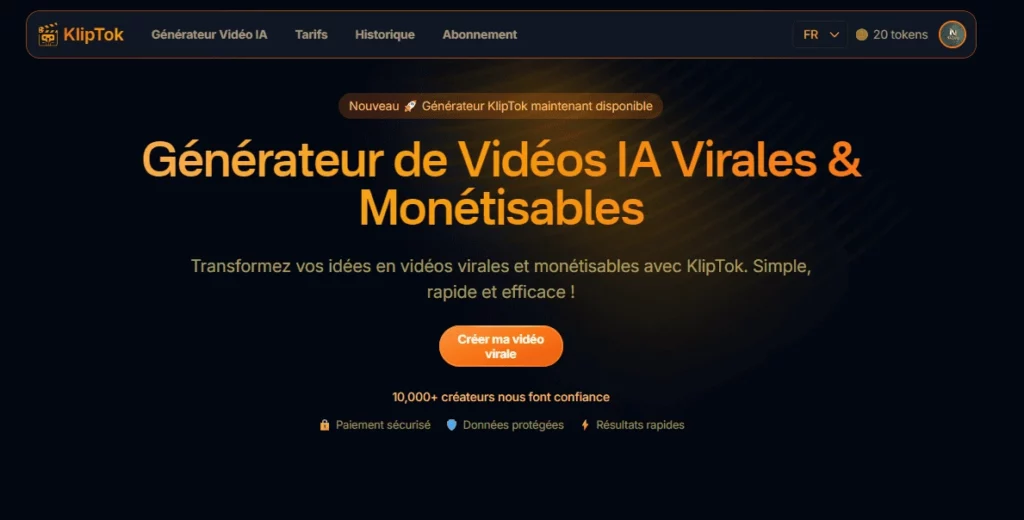 Créer des shorts viraux avec KlipTok