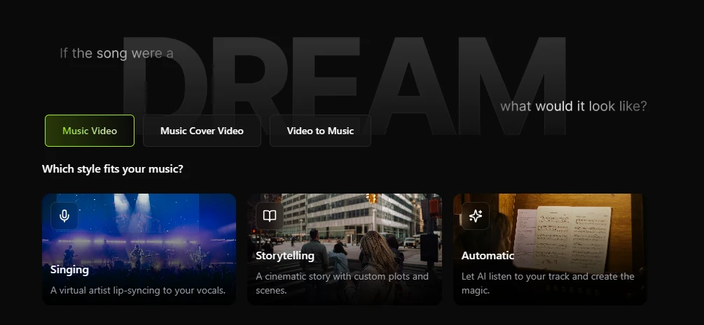 L'interface de Freebeat.ai, idéale pour créer une vidéo à partir d'une musique