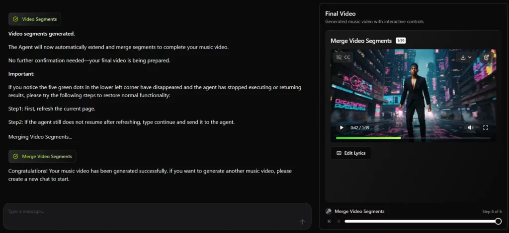 Génération finale de la vidéo à partir d'une musique