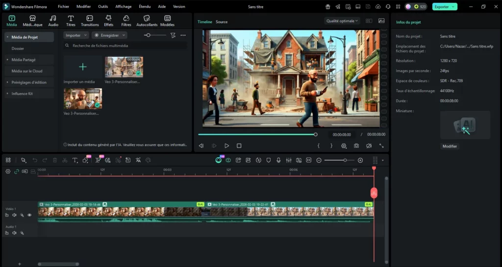 Interface de l'outil de montage