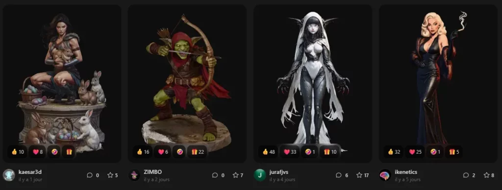 Bibliothèque de Meshy pour générer des modèles 3D avec l'IA