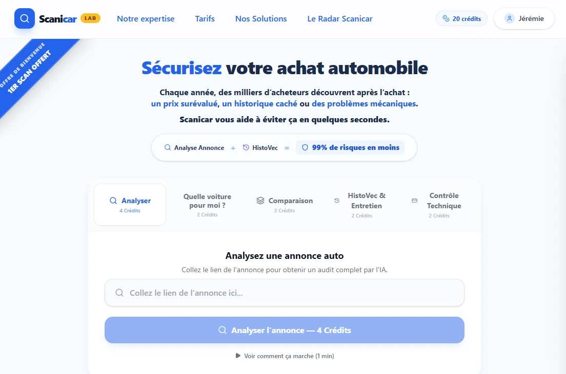 Scanicar, interface et fonctionnalités