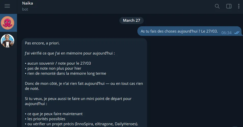 Discussion avec OpenClaw
