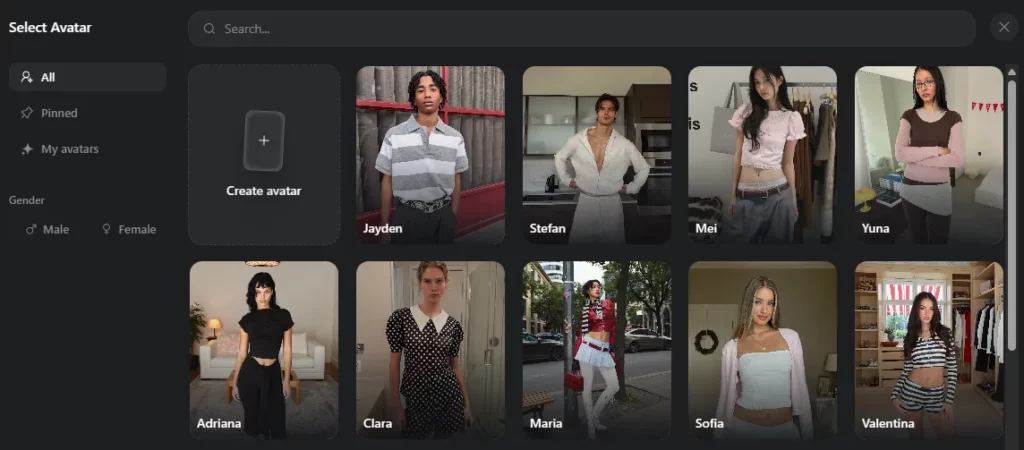 Bibliothèque d'avatars