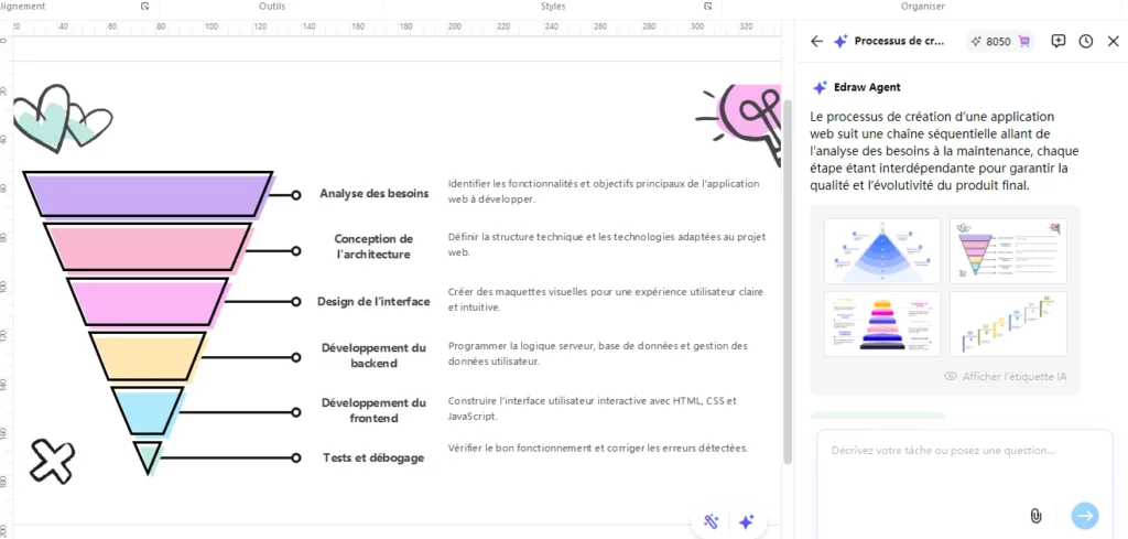 L'agent IA peut créer une slide rapidement