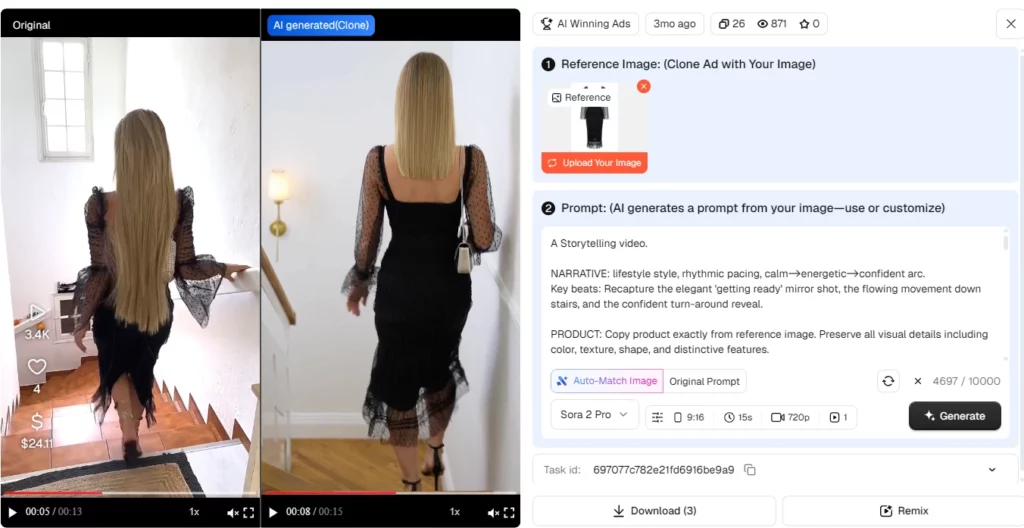 Vidéo originale vs vidéo IA