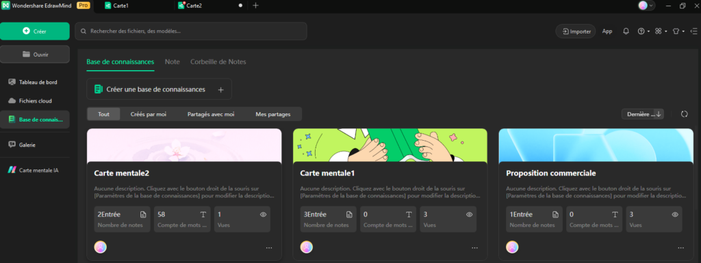 Base de connaissances avec les notes