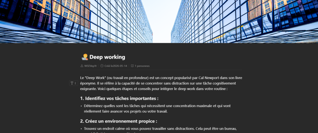 Note créée dans l'outil de carte mentale