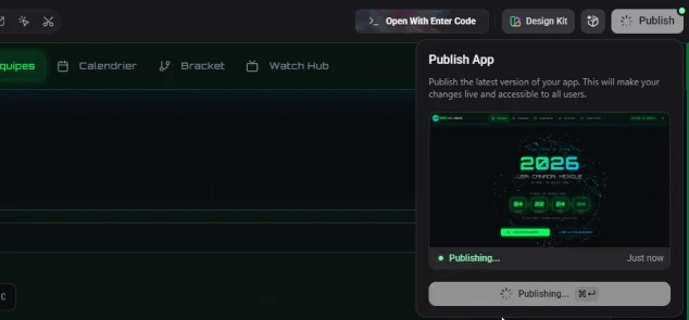 Publier application directement après l'avoir créée