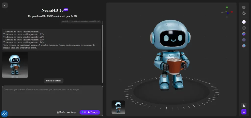 Neural4D-2o : le chat multimodal pour générer un modèle 3D