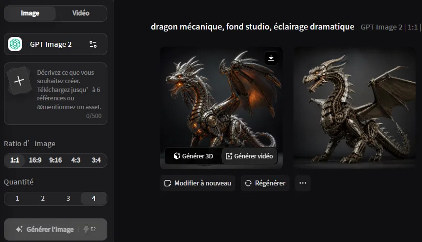 Génération d’images dans Neural4D avant conversion en 3D