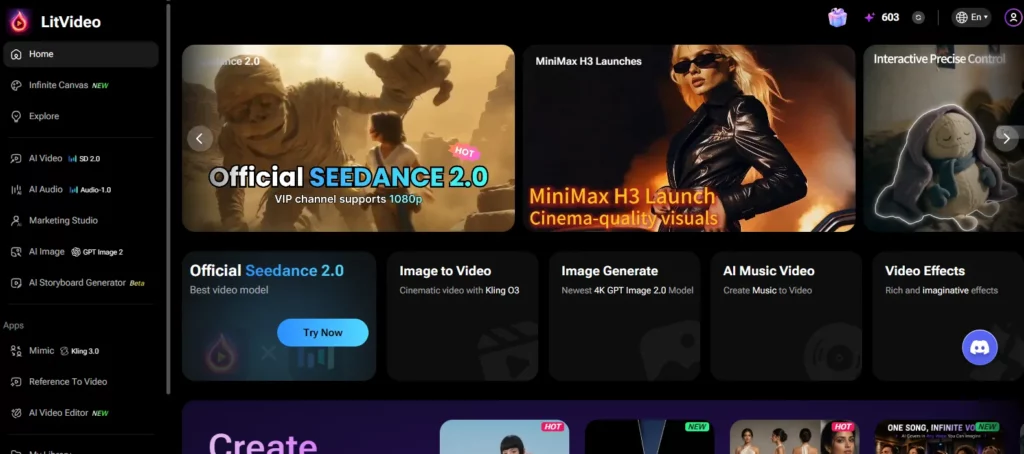 LitMedia, page d'accueil pour générer des médias