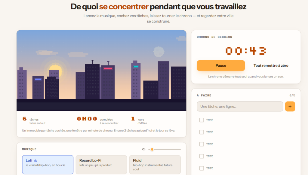 Un des outils web gratuits sans inscription, pour mieux se concentrer