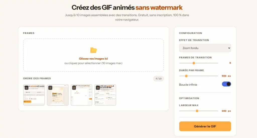 Création de GIFs animés sans watermark