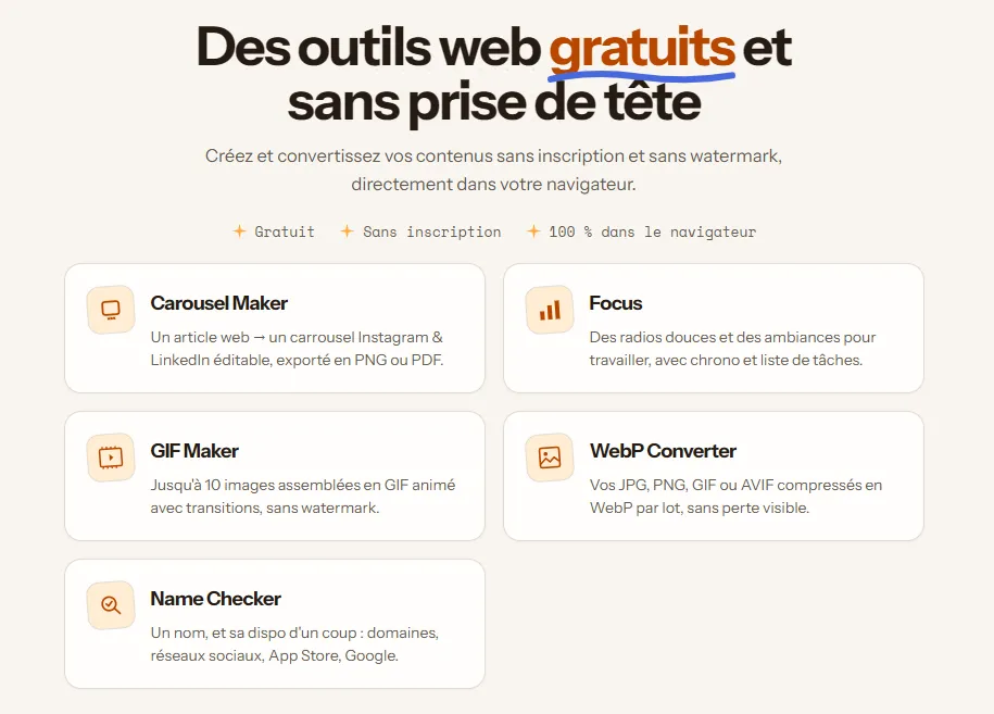 Plusieurs outils web gratuits sans inscription
