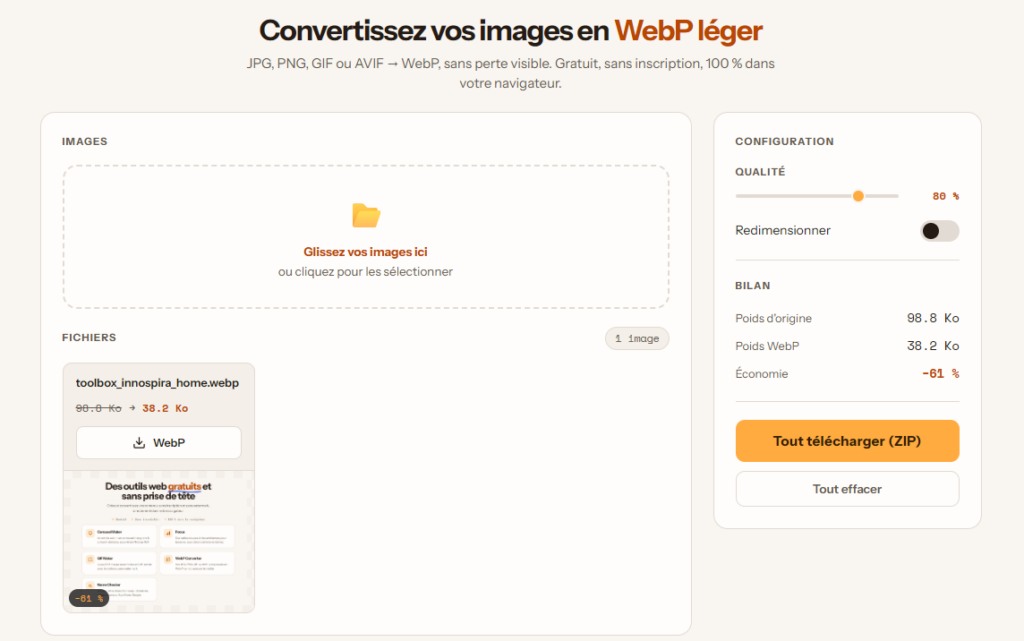 Convertir des images en WebP