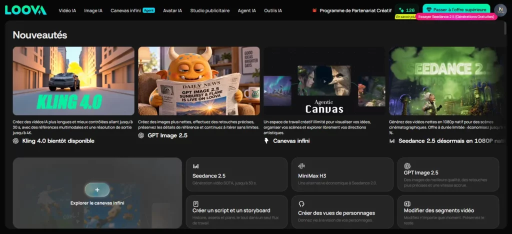 Capture d'écran de l'interface de Loova AI