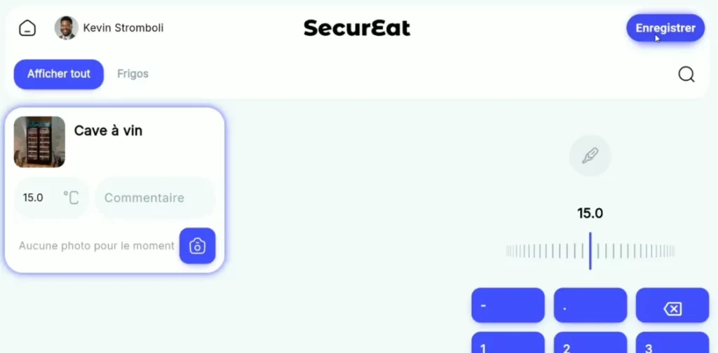 Saisir un relevé d'un élément frigorifique, fonctionnalité majeure d'un logiciel HACCP