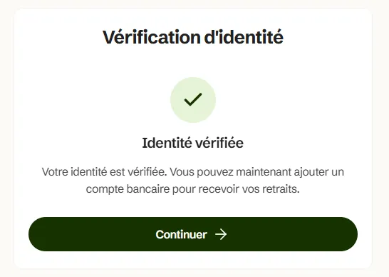 Vérification d'identité avant de retirer l'argent de la cagnotte